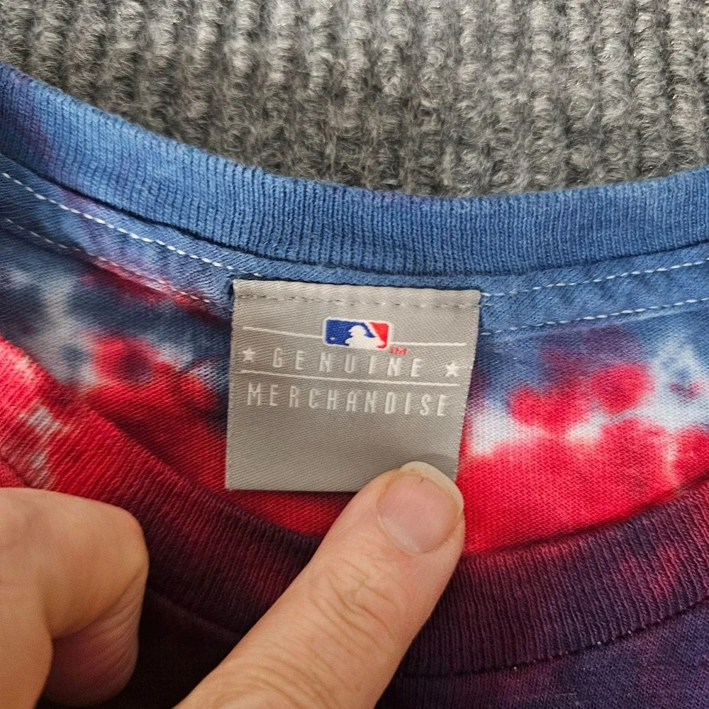 Texas Rangers Shirt Mens Large Multi-Color MLB Baseball Tie Dye Graphic Majestic